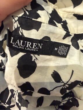 Lauren Ralph Lauren Black and White Floral Print Women’s Top